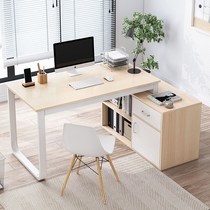  Learning table and chair set for middle school students Computer desktop table Desk bookshelf integrated table with chair corner L-shaped simple