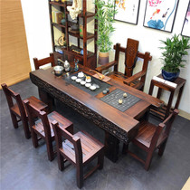 Old boat wood tea table and chair combination new Chinese solid wood kung fu tea table tea table home simple one tea set