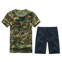 Old-fashioned 01 physical training suit T-shirt shorts breathable quick-drying T short sleeve camouflage suit military training military fan supplies