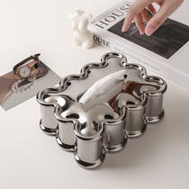 Behanmei silver-plated light luxury wind tissue box electroplated silver personalized meal desktop creative coffee table drawing box high-end ornaments