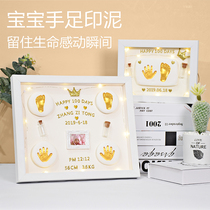Newborn Baby Baby Baby hand and foot ink pad commemorative photo frame fetal hair souvenir homemade full moon 100 days gift permanent