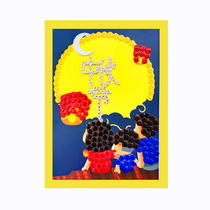 The Mid-Autumn Festival moon cake August 15 family reunion children handmade diy production kindergarten pupils button painting