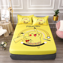 Children's fitted sheet type ice silk mat three piece set 0.9m bed 1.2m 1.5m1.8m bed ice silk mat picachu