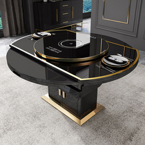 Light luxury table variable round table folding household small apartment modern simple turntable rotating telescopic multifunctional dining table
