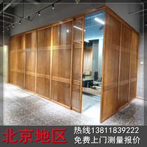 Beijing solid wood screen grille vertical bar partition porch simple new Chinese wooden grid folding push pull door and window customization