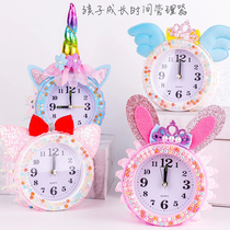 Childrens handmade diy dream clock mosaic paste small alarm clock cartoon time clock material bag girl gift