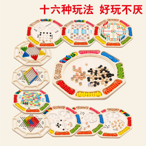 16-in-one Multi-function chess wooden toy flying chess backgammon checkers childrens beneficial intelligence adult board game