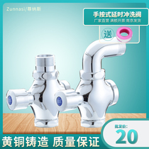 All copper delay hand press flush valve squatting toilet stool flush valve toilet valve self-closing flush valve switch