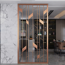 Wrought screen partition living room stainless steel Chinese metal light luxury hollow office small decoration custom