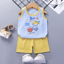 Childrens vest suit summer cotton new girls shorts clothes baby Korean version of the boy sleeveless suit childrens clothing