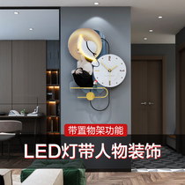High-end wall clock living room 2021 new modern decorative watch modern simple clock wall light luxury home hanging watch