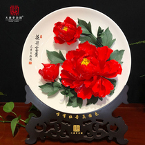 Li Zhi Guo Luoyang Peony porcelain ornaments 12 14-inch porch wine cabinet crafts meeting high-end gifts customization