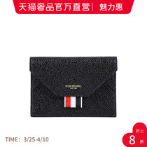 ThomBrowneTB Envelope Type Mens Black Calf Leather Card Clip Portable