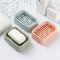 Wall-mounted non-perforated soap box creative double-layer drain soap box toilet household soap holder with lid