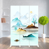 New Chinese living room entrance screen partition double-sided folding fabric entry door mobile toilet shelter waterproof