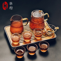 Glass kung fu tea set combination set home light luxury high-end simple teapot tea cup tea tray office meeting