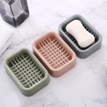 Drain soap box household Nordic creative large soap holder with lid Plastic double-layer soap box bathroom wall hanging