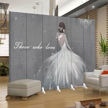 Screen partition Clothing store occlusion Bedroom living room fitting room Powder room decoration mobile push-pull folding background wall