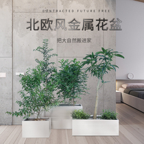 Factory direct rectangular stainless steel flower box brushed solid color hotel sales center flower pot