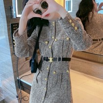 French autumn and winter coat 2021 new small autumn temperament women's single-breasted fashion waist dress