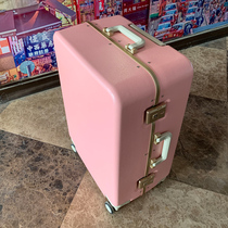 Japanese hipster pink boarding password box strong aluminum alloy leather grain aluminum frame luggage universal wheel trolley case