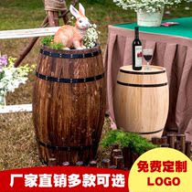 Oak barrel wine barrel decoration solid wood beer barrel wine barrel exhibition winery bar decoration wedding wine barrel props