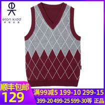 Eaton Guild Childrens full cotton knit vest boy Inron date red grey sweatshirt boy waistcoat 10B028