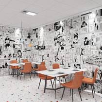 Japanese black and white cartoon cartoon chainsaw poster wallpaper net red selfie background dormitory bedroom bedside wallpaper
