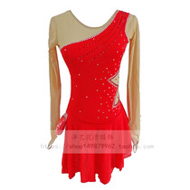 (Ze Yi customization)Childrens womens adult figure skating performance suit competition suit performance suit skating skirt red
