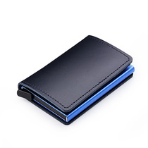 Leather European and American anti-theft brush automatic card type bank card bag high texture leather metal RFID card bag