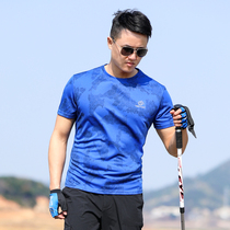 Outdoor sports Mountaineering Hiking quick-drying clothes mens short-sleeved t-shirt mens fitness top crew neck running travel summer