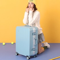 Luggage aluminum frame female Japanese students small trolley case strong and durable 24 inch suitcase thick password box