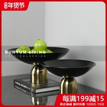 Simple modern light luxury stainless steel fruit plate ornaments living room Model Room soft decoration creative living room desktop furnishings