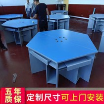 Student desk multi-person reading table hexagonal computer desk experimental table hexagonal desks and chairs computer room six-sided table