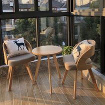 Solid wood balcony tea table and chair combination small family mini tea table three-piece casual lazy chair modern simplicity