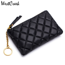 WESCREEK Ladies goat leather Zero wallet Korean version Mini small ultra-thin rhombus Zip Key Coin Bag