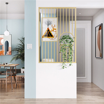 Nordic light luxury screen metal partition living room simple porch Chinese stainless steel glass toilet modern decoration