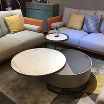 Rock plate round coffee table modern simple light luxury rotatable creative small household living room size side combination