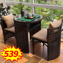 Balcony Small Table And Chairs Casual Tea Table And Chairs Combine Home Vines a table Two chairs Terrace Rattan Chair Three Trektem Benches