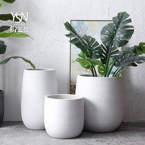 Landscape garden decoration flower arrangement ornaments simple white large ceramic floor vase creative gallon Nordic flower pot