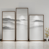 New modern Chinese solid wood screen partition living room fashion office hotel porch mobile barrier landscape seat screen