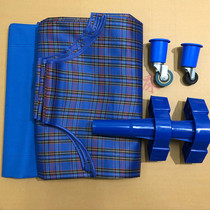 Kindergarten canvas bed bed cloth accessories bed foot bed cloth plaid blue universal wheel tube single buy thickened material