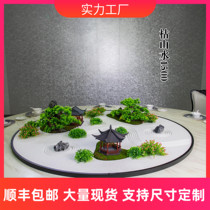 New Chinese Hotel Big Round Table Swing Piece VIEW PACK COMPARTMENT ROUND TABLE HEM FLOWER TURNTABLE MIDDLE DECORATION MICROMINIATURE LANDSCAPE