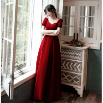 Toast dress bride wine red 2020 new long wedding evening dress can usually wear modern and thin temperament women