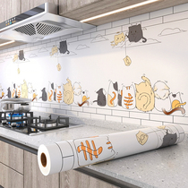Removable kitchen cartoon wallpaper oil-proof and high temperature resistant wall stickers pattern cabinet door decoration with refurbished waterproof wall wallpaper