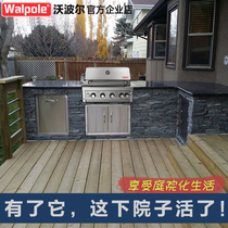 Built-in barbecue Villa 304 stainless steel large gas smokeless inlaid barbecue table outdoor courtyard garden