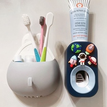 Childrens cartoon automatic squeezing toothpaste artifact cute lazy squeezer wall-mounted Press toothbrush holder set