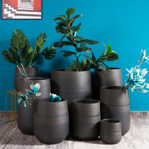 Jingdezhen Nordic flowerpot ceramic large extra-large belly basin living room balcony Villa Hotel outdoor planting tree ornaments