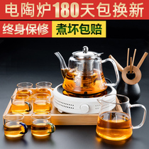 Electric pottery stove cooking teapot set home Net red small tea brewer steamed tea stove boiling water kung fu tea set glass