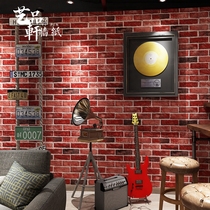 3D three-dimensional retro nostalgic imitation brick red brick wallpaper restaurant restaurant barber shop background wall brick brick wallpaper